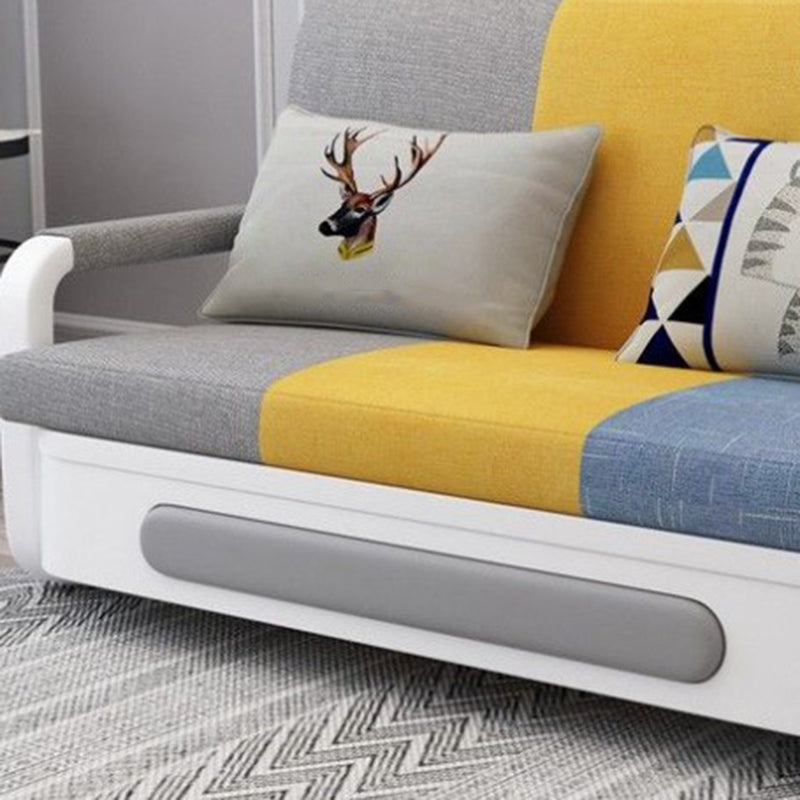 Linen Sofa Bed 35.43" Wide Square Arm Sleeper Sofa with Upholstered