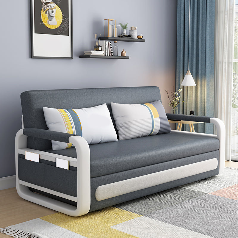 Gray Faux leather Sofa Bed 33.46" Wide Square Arm Sleeper Sofa