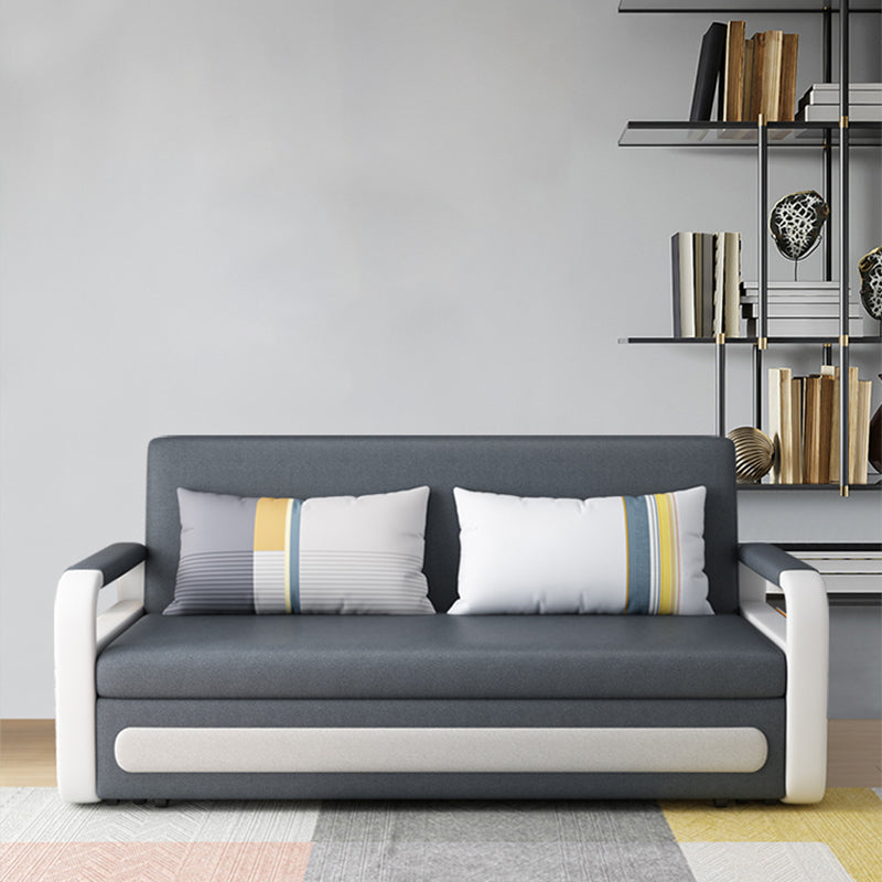 Gray Faux leather Sofa Bed 33.46" Wide Square Arm Sleeper Sofa