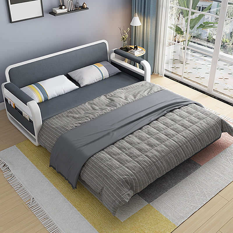 Gray Faux leather Sofa Bed 33.46" Wide Square Arm Sleeper Sofa