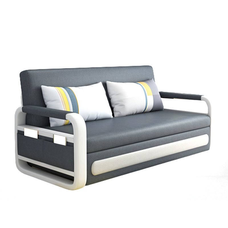 Gray Faux leather Sofa Bed 33.46" Wide Square Arm Sleeper Sofa