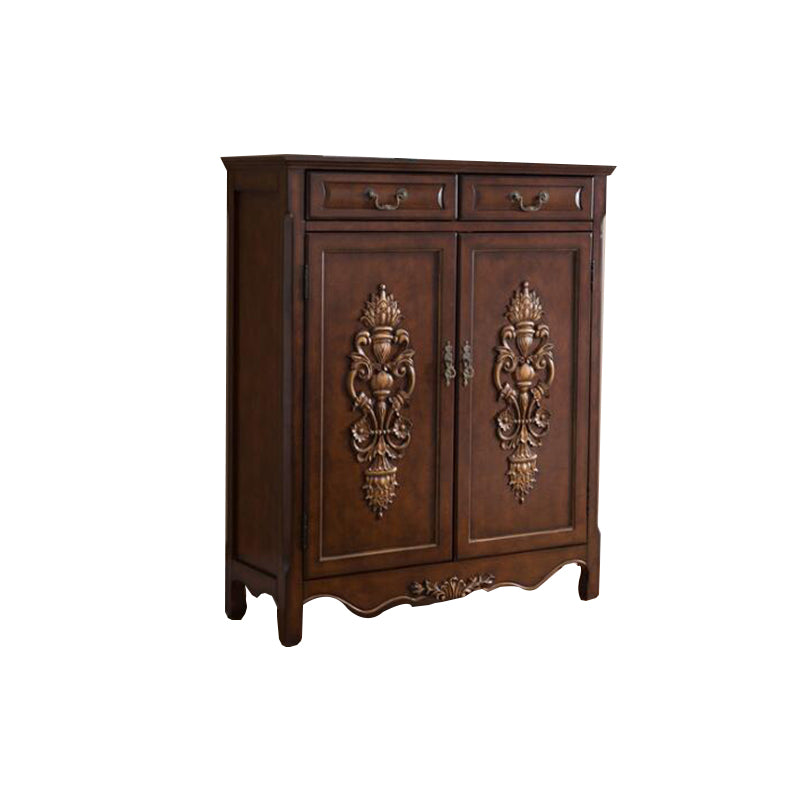 Industrial Accent Cabinet with 2 Doors and 2 Drawers in Solid Wood