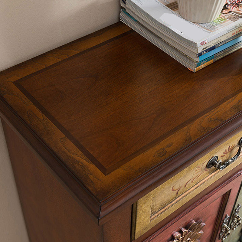 Industrial Accent Cabinet with 2 Doors and 2 Drawers in Solid Wood