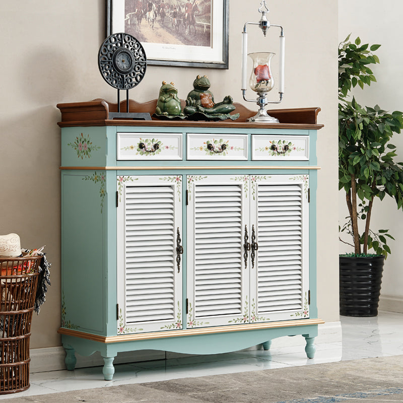 Industrial Rectangle Accent Cabinet with 6 Shelves Distressed Wood Cabinet