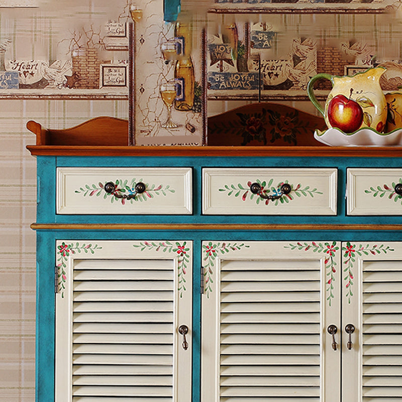 Industrial Rectangle Accent Cabinet with 6 Shelves Distressed Wood Cabinet