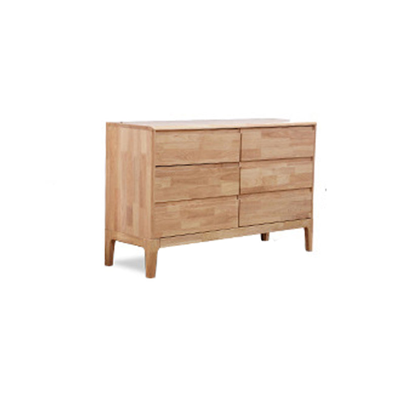 Modern Natural Rectangle Accent Chest with Drawers in Rubberwood
