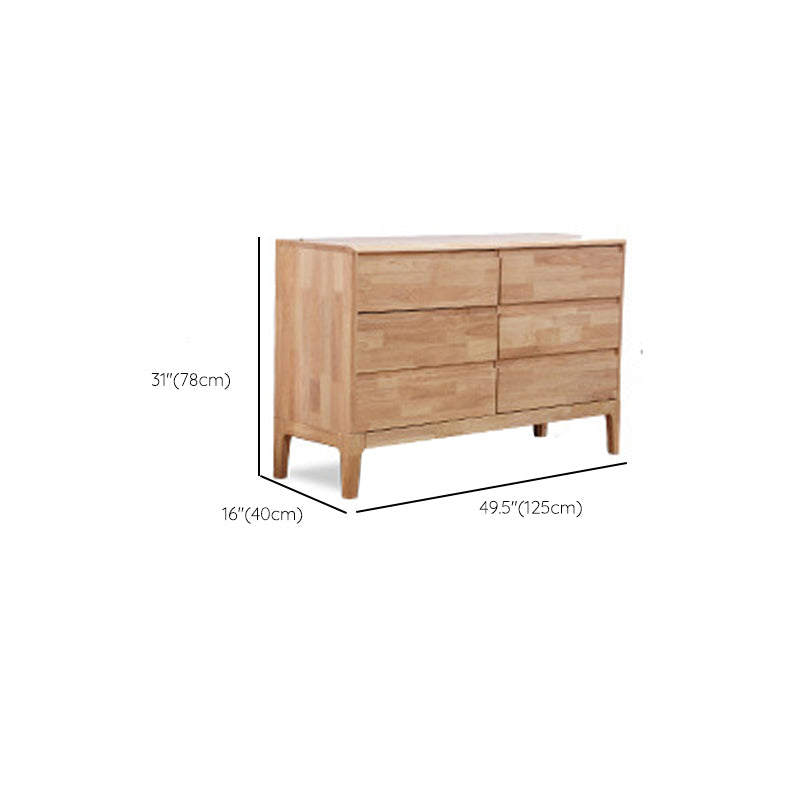 Modern Natural Rectangle Accent Chest with Drawers in Rubberwood
