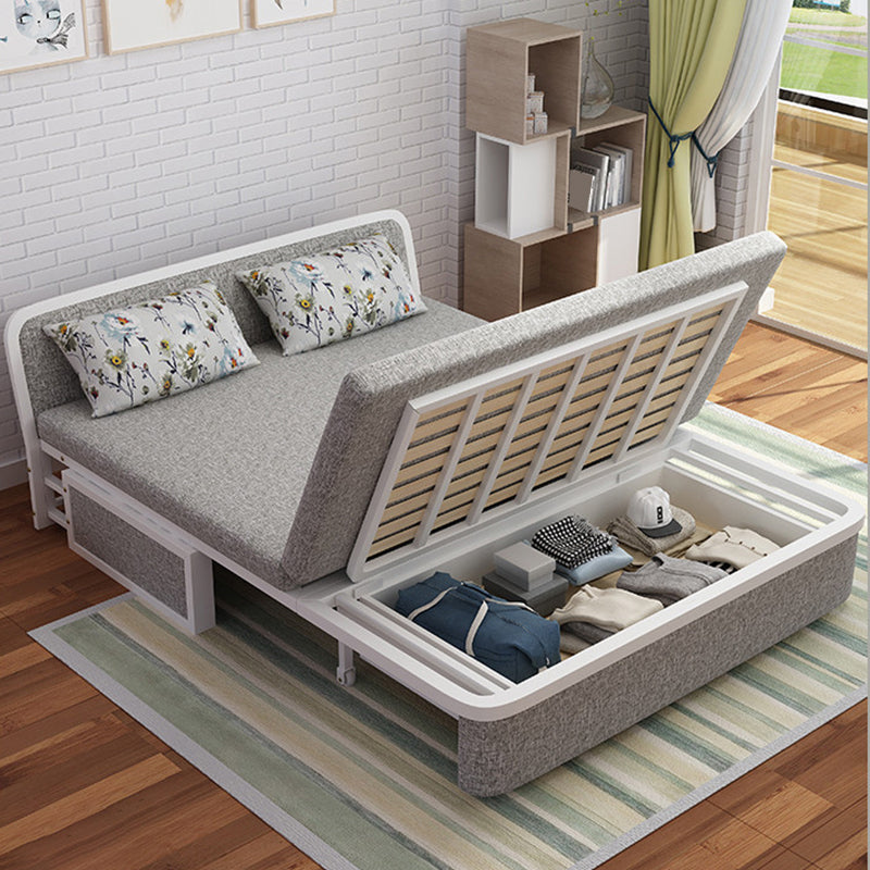 Linen Sofa Bed Scandinavian Square Arm Sleeper Sofa, 35.43" Wide