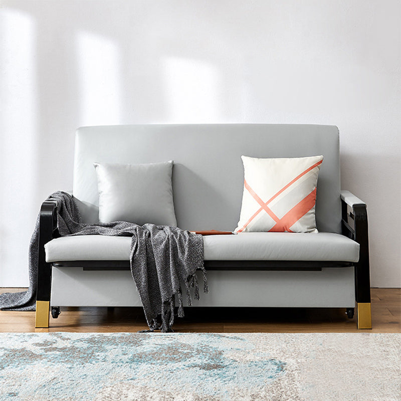 Convertible Bed Sofa with Storage Square Arms Cushion Back Bed Sofa