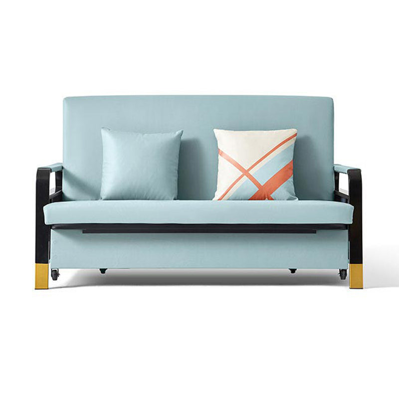 Convertible Bed Sofa with Storage Square Arms Cushion Back Bed Sofa