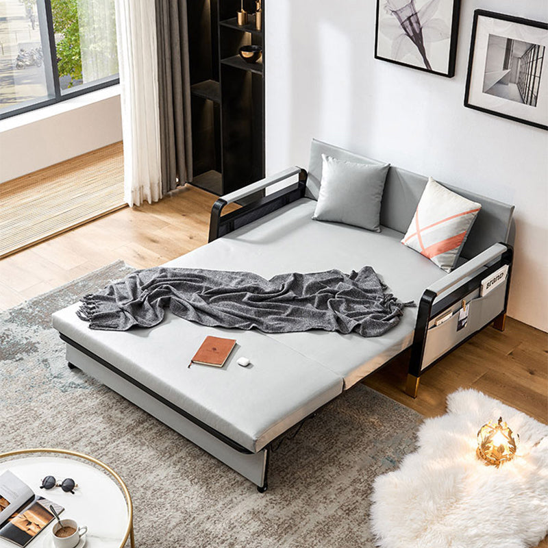 Convertible Bed Sofa with Storage Square Arms Cushion Back Bed Sofa