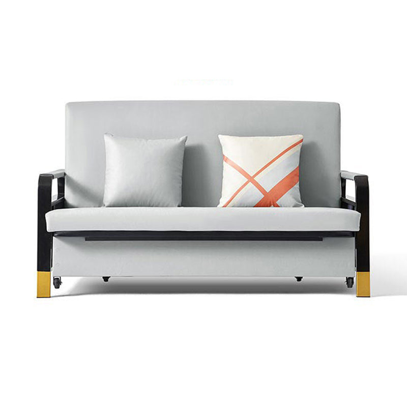 Convertible Bed Sofa with Storage Square Arms Cushion Back Bed Sofa