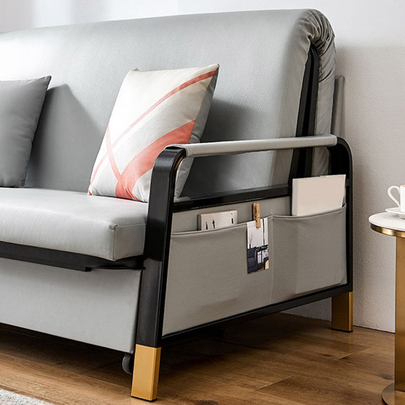 Convertible Bed Sofa with Storage Square Arms Cushion Back Bed Sofa