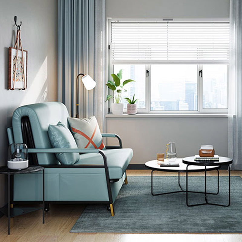 Convertible Bed Sofa with Storage Square Arms Cushion Back Bed Sofa