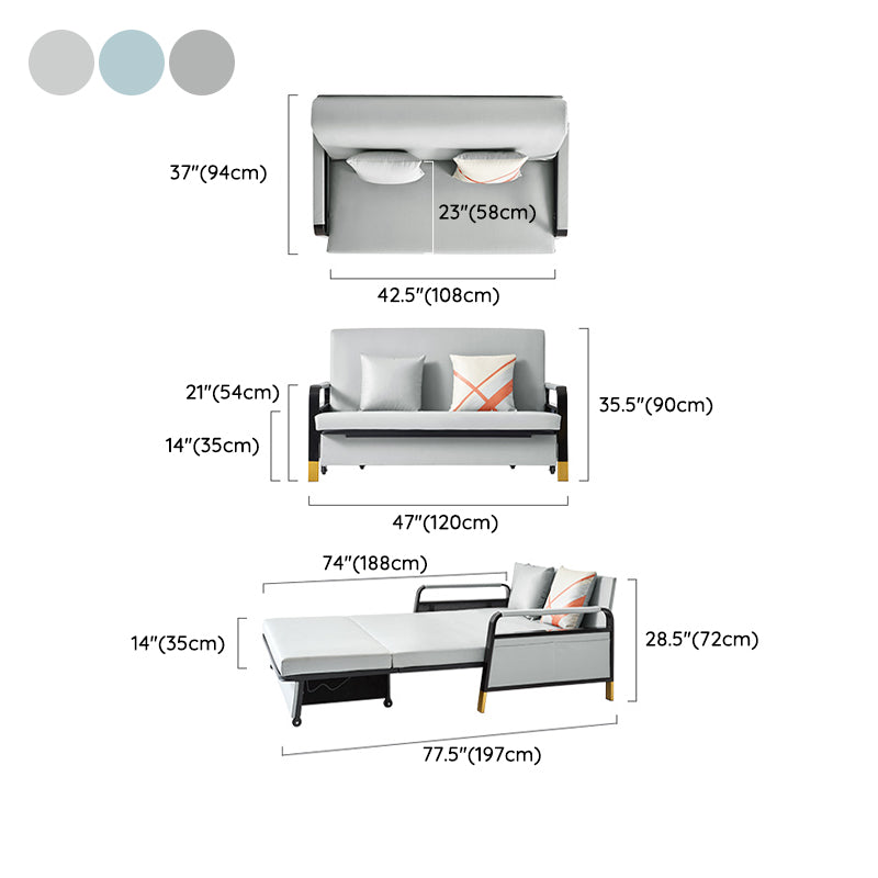 Convertible Bed Sofa with Storage Square Arms Cushion Back Bed Sofa