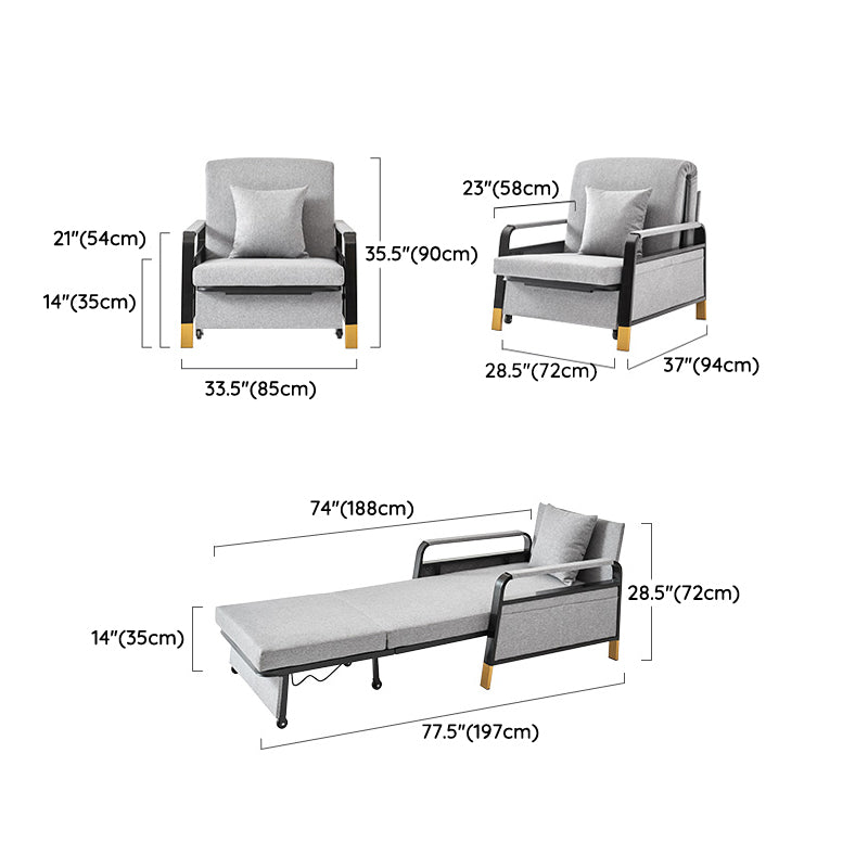 Convertible Bed Sofa with Storage Square Arms Cushion Back Bed Sofa