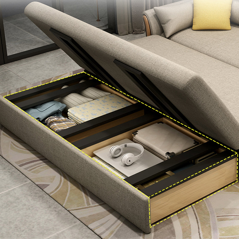 Convertible Flared Arm Sofa Bed Linen Sofa Bed in Brone for 3 peopl