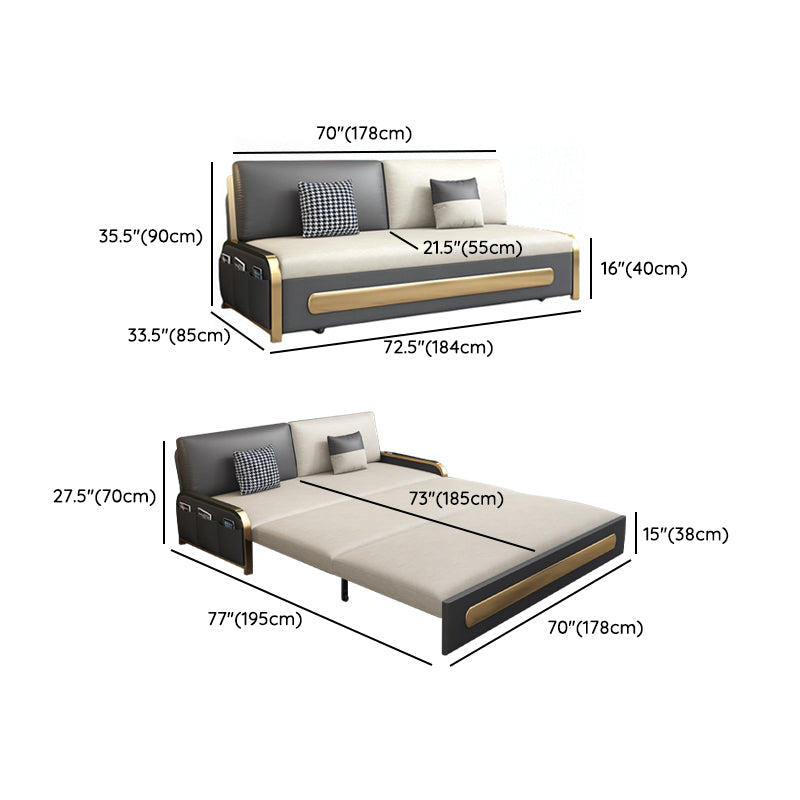 Faux leather Sofa Bed Glam Armless Sleeper Sofa with Upholstered