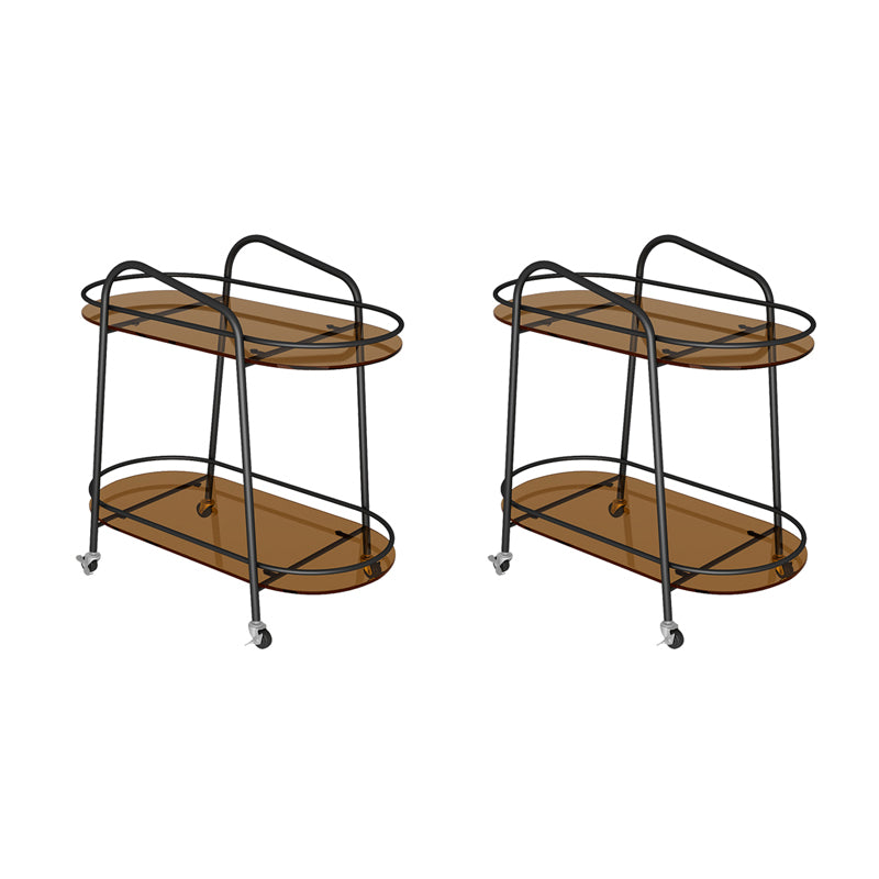 Modern Double Tier Corner Table Glass Side End Table with Storage