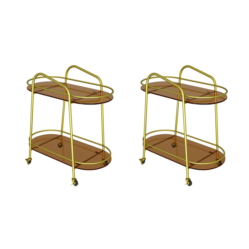 Modern Double Tier Corner Table Glass Side End Table with Storage