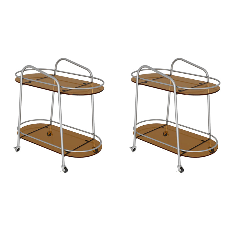 Modern Double Tier Corner Table Glass Side End Table with Storage