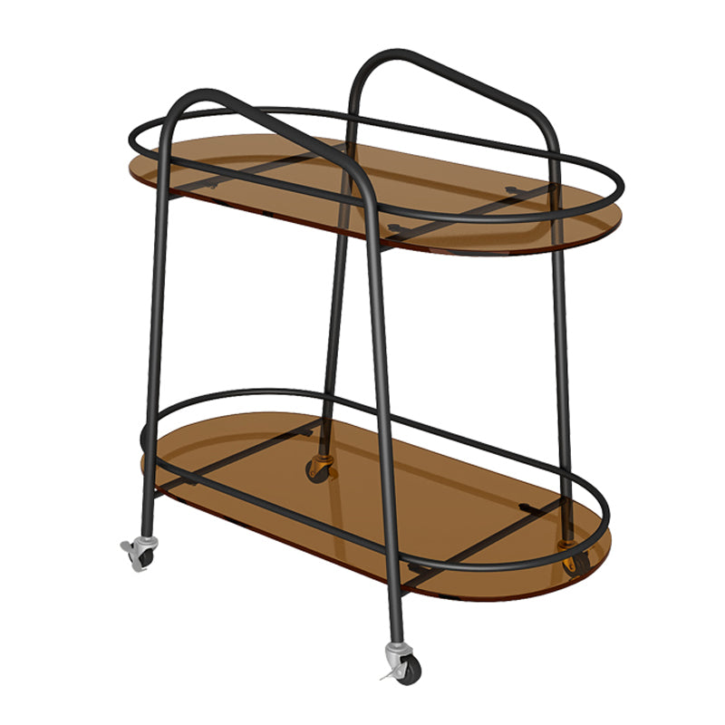 Modern Double Tier Corner Table Glass Side End Table with Storage