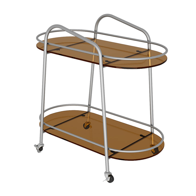 Modern Double Tier Corner Table Glass Side End Table with Storage