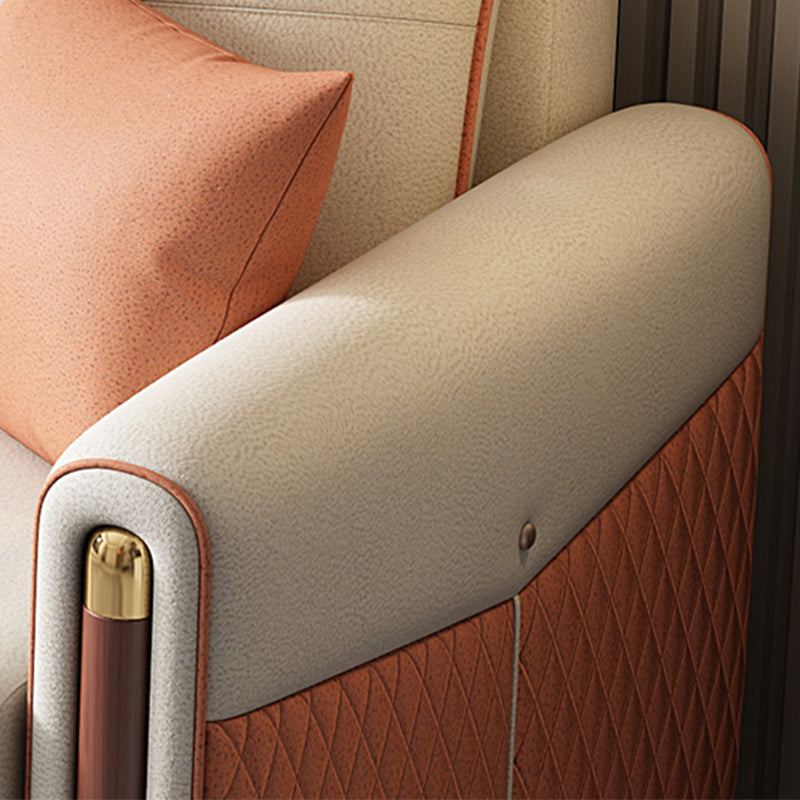 Faux leather Sofa Bed in Orange 37.40" Wide Beige Sleeper Sofa