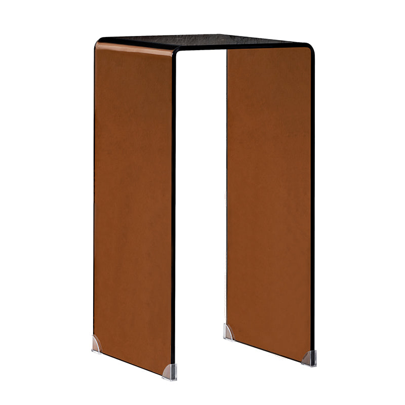 Modern Brown Sled Corner Table Square Glass Side End Table for Living Room