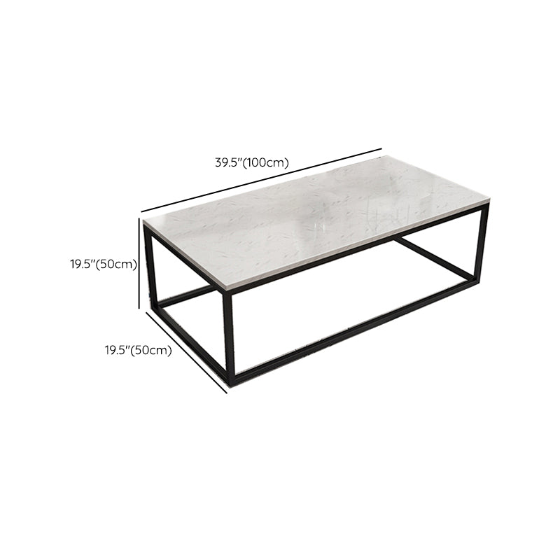 Marble Metal Frame Coffee Table Luxurious Rectangular Cocktail Table