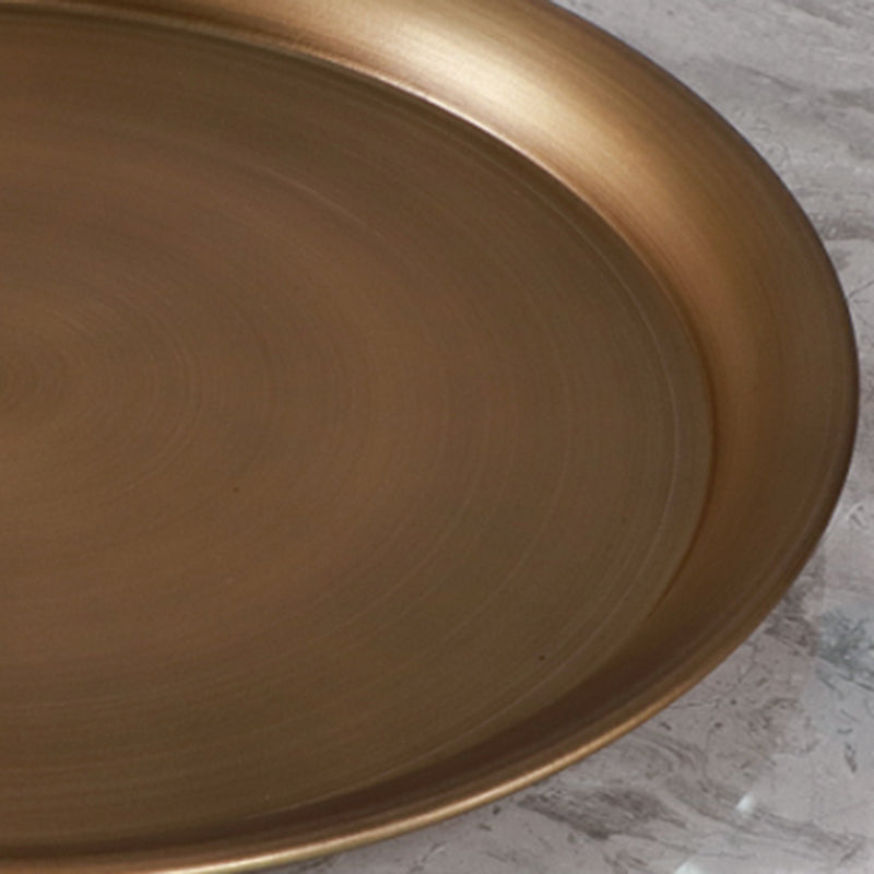 Glam Round Slate Cocktail Table Tray Top Brushed Metal Coffee Table