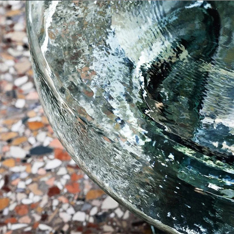 Modern Clear Glass Coffee Table Pedestal Round Simple Cocktail Table