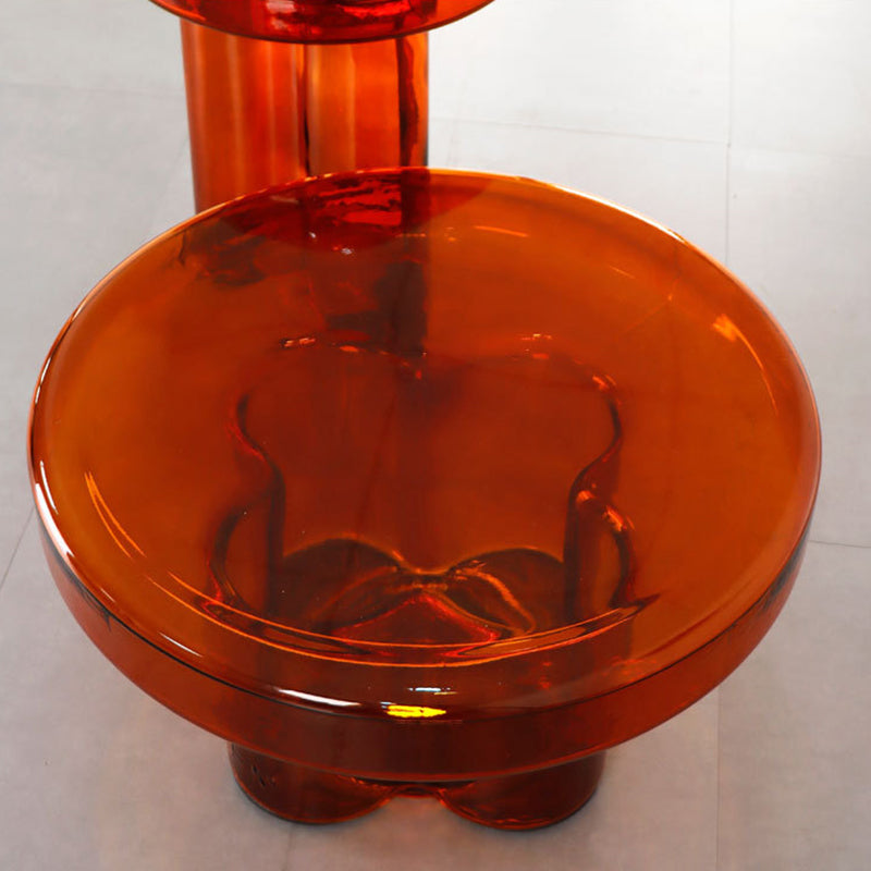 Modern Clear Glass Coffee Table Pedestal Round Simple Cocktail Table