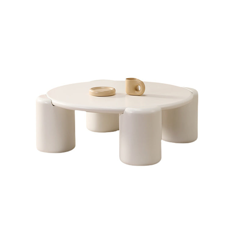 Round Engineered Wood Coffee Table Modern 4 Legs Cocktail Table