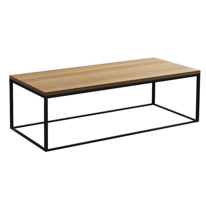Rectangular Wooden Cocktail Table Metal Frame Coffee Table in Black