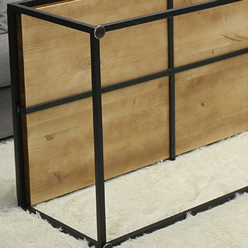 Rectangular Wooden Cocktail Table Metal Frame Coffee Table in Black