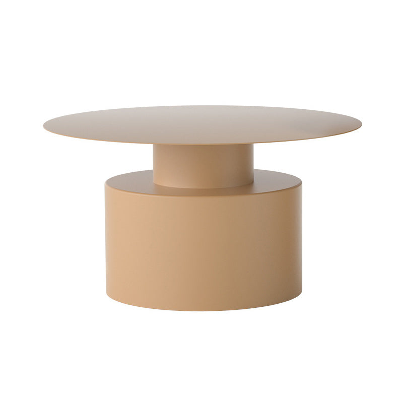 Round Iron Coffee Table Mid-Century Pedestal 2 Pieces Cocktail Table Set