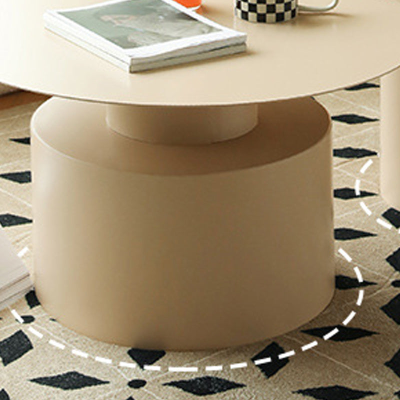 Round Iron Coffee Table Mid-Century Pedestal 2 Pieces Cocktail Table Set