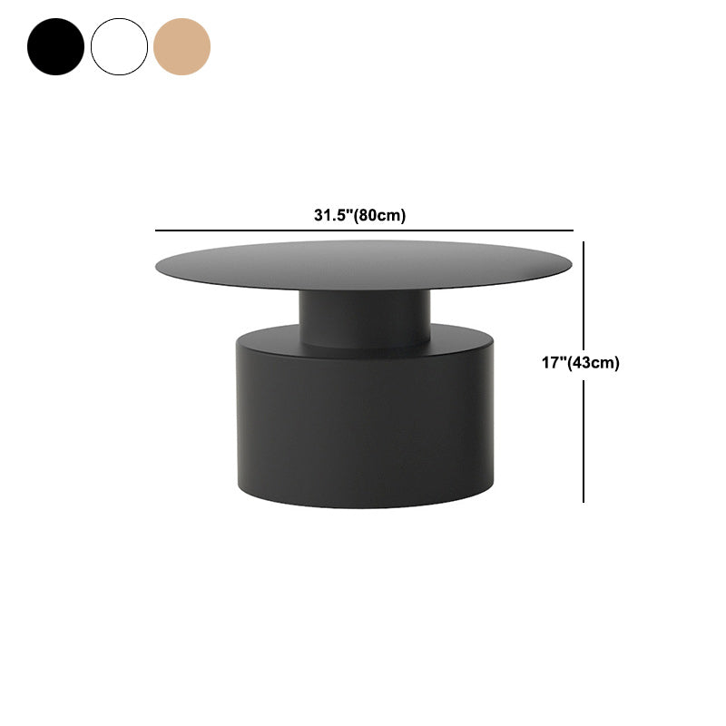 Round Iron Coffee Table Mid-Century Pedestal 2 Pieces Cocktail Table Set