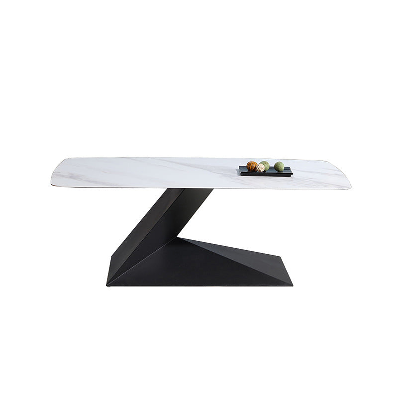 Pedestal 1 Single Coffee Table Luxurious Stone Top Cocktail Table