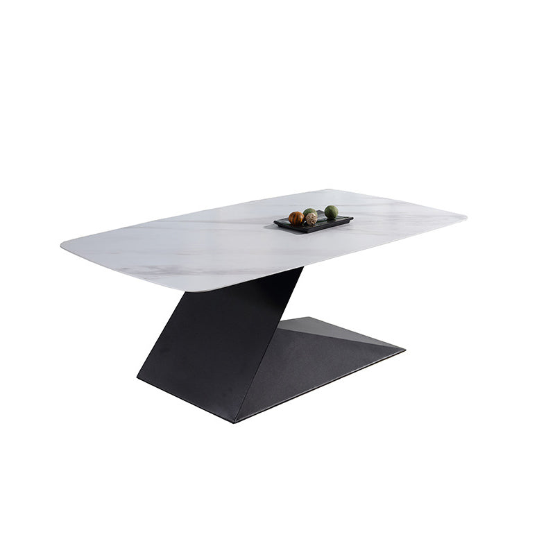 Pedestal 1 Single Coffee Table Luxurious Stone Top Cocktail Table