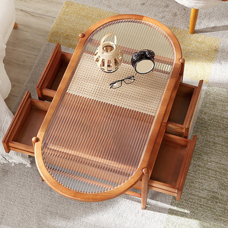 4 Legs Coffee Table Modernism Wood Cocktail Table in Natural