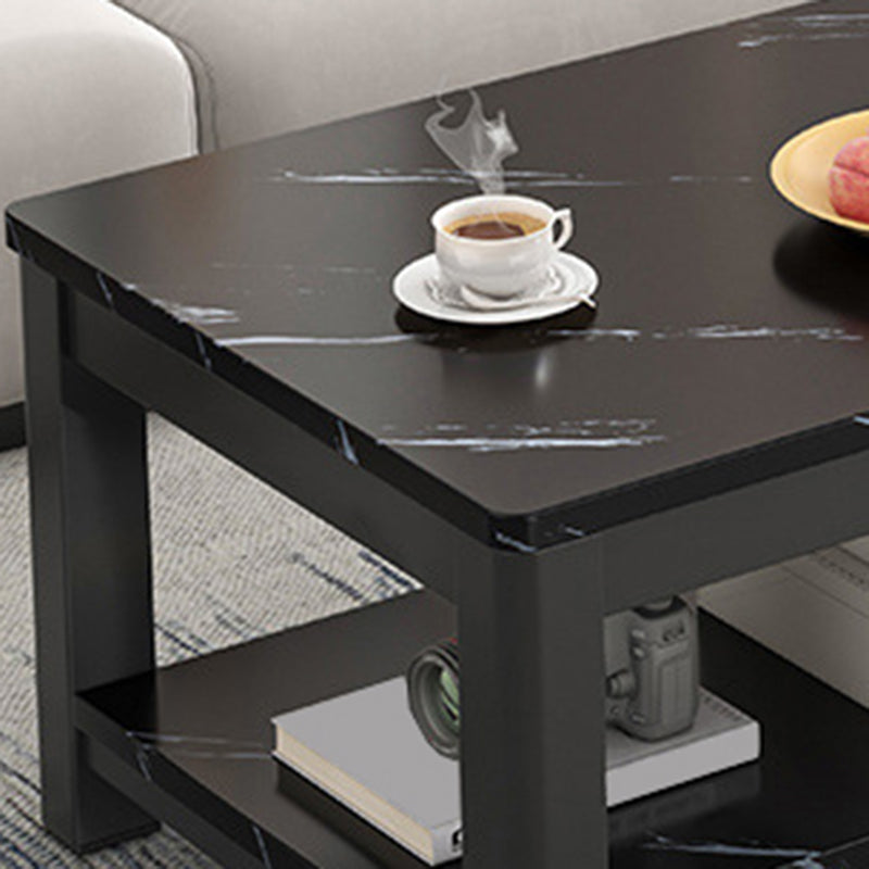 Contemporary Glass 4 Legs Coffee Table 1-Shelf Simple Cocktail Table