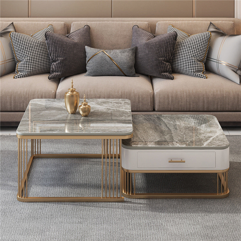Frame Base 2 Nesting Coffee Table with Storage Metal Coffee Table Set
