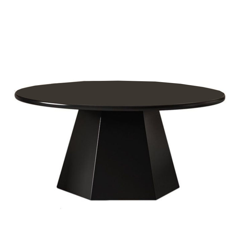 Mid-Century Iron Round Pedestal Coffee Cocktail Table Set in Black & White