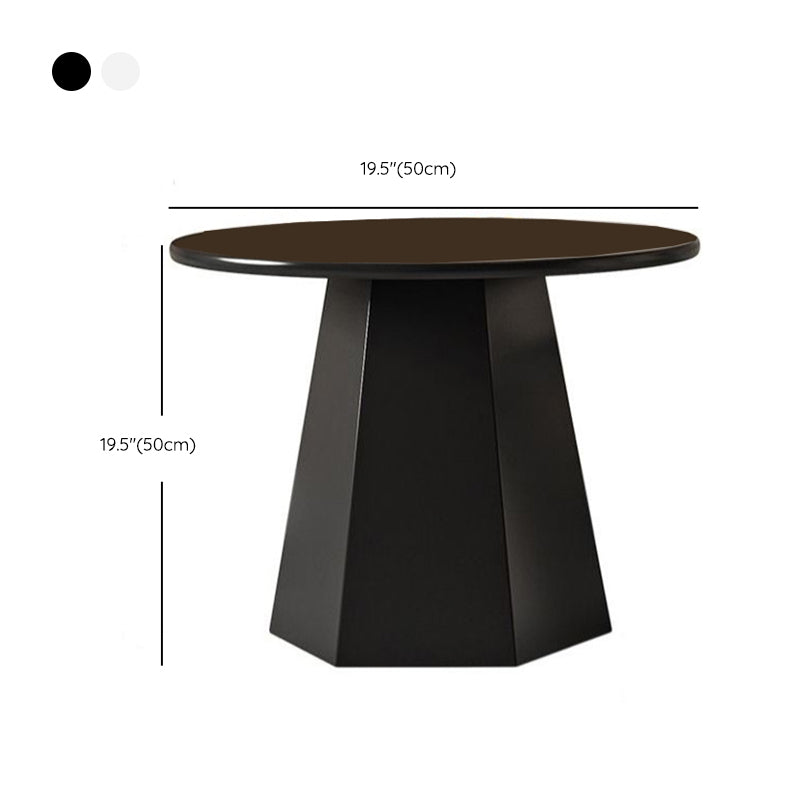 Mid-Century Iron Round Pedestal Coffee Cocktail Table Set in Black & White