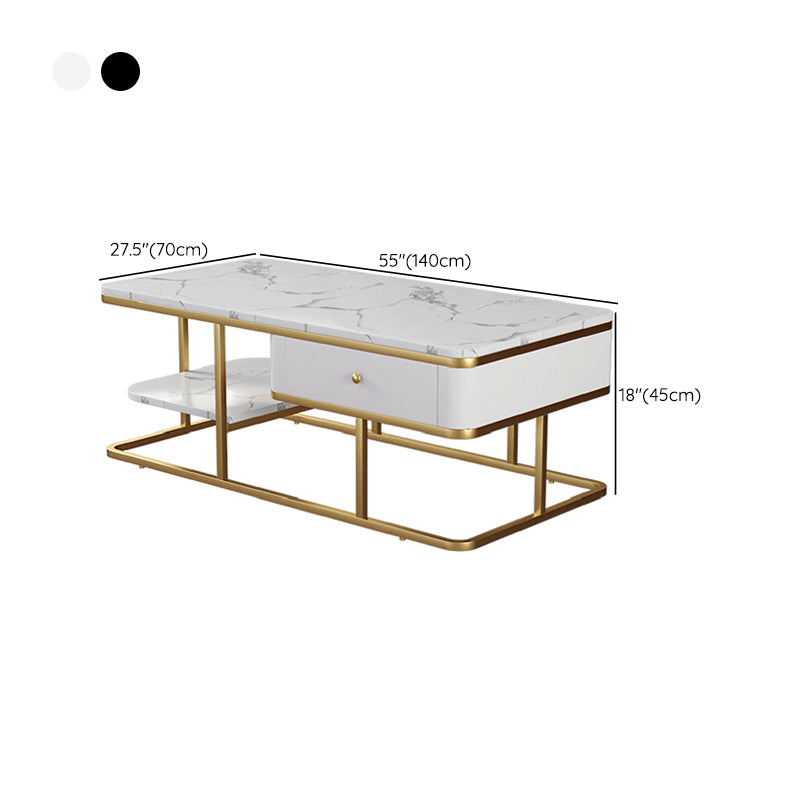 Frame Base Coffee Table Rectangular Black/White Cocktail Table