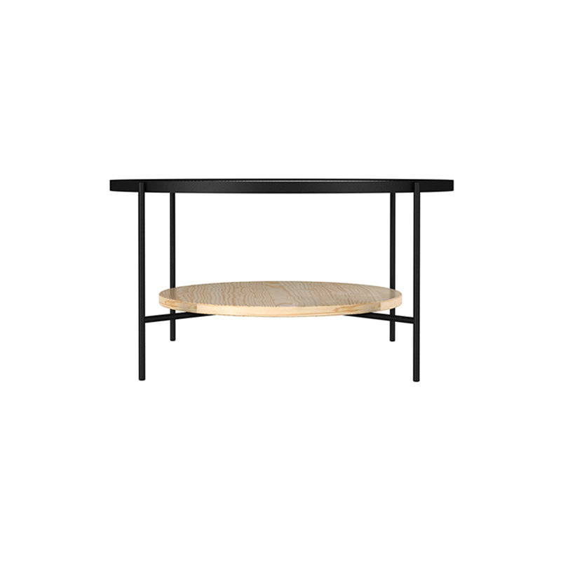 Glass Top 4 Legs Coffee Table Modern Round Cocktail Table in Black/Gold