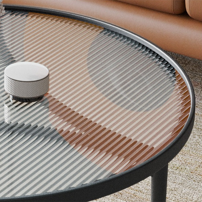 Clear Glass Top Round Coffee Table 3 Legs Cocktail Nesting Table Set