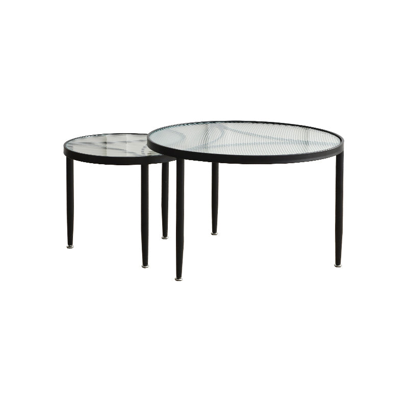Clear Glass Top Round Coffee Table 3 Legs Cocktail Nesting Table Set